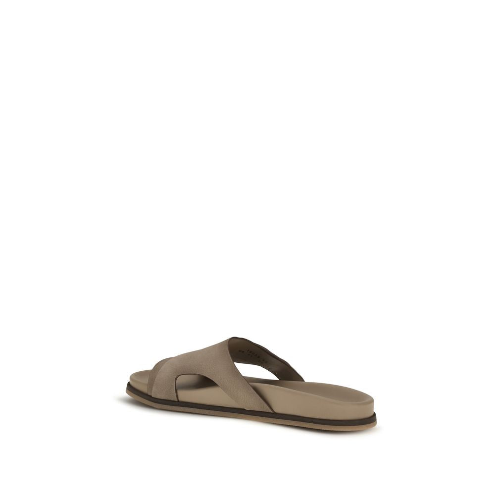 Santoni Upper: 100% Calf Leather Bos Taurus; Sole: 100% Rubber sandals in beige — view 3
