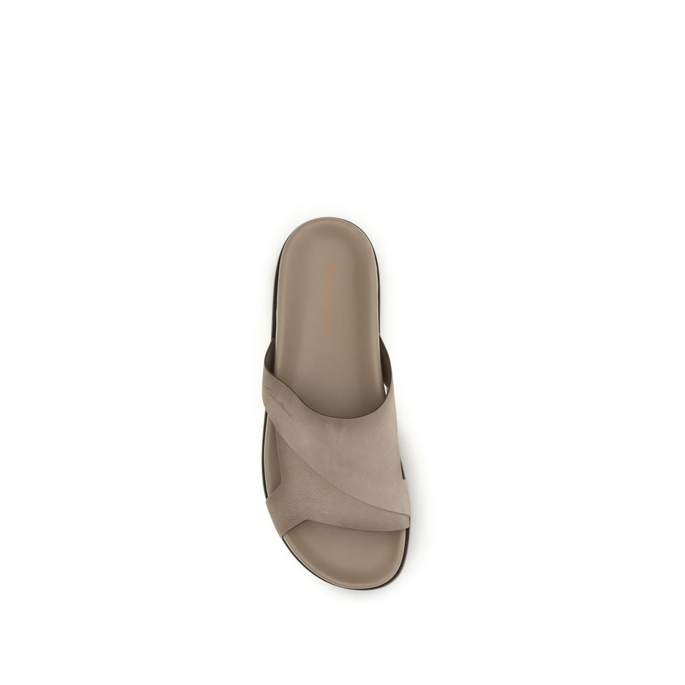 Santoni Upper: 100% Calf Leather Bos Taurus; Sole: 100% Rubber sandals in beige — view 4