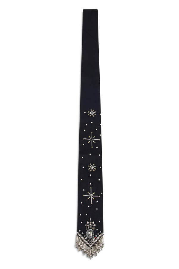 Tie Black Viscose Scarf