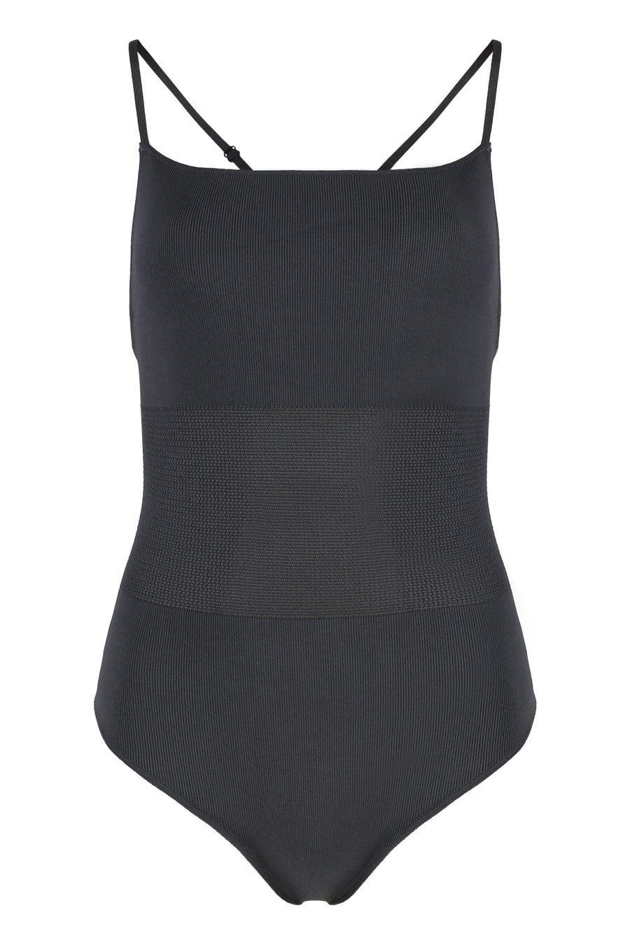 Body Elastic Fabric With Thin Straps Grey Viscose Tops