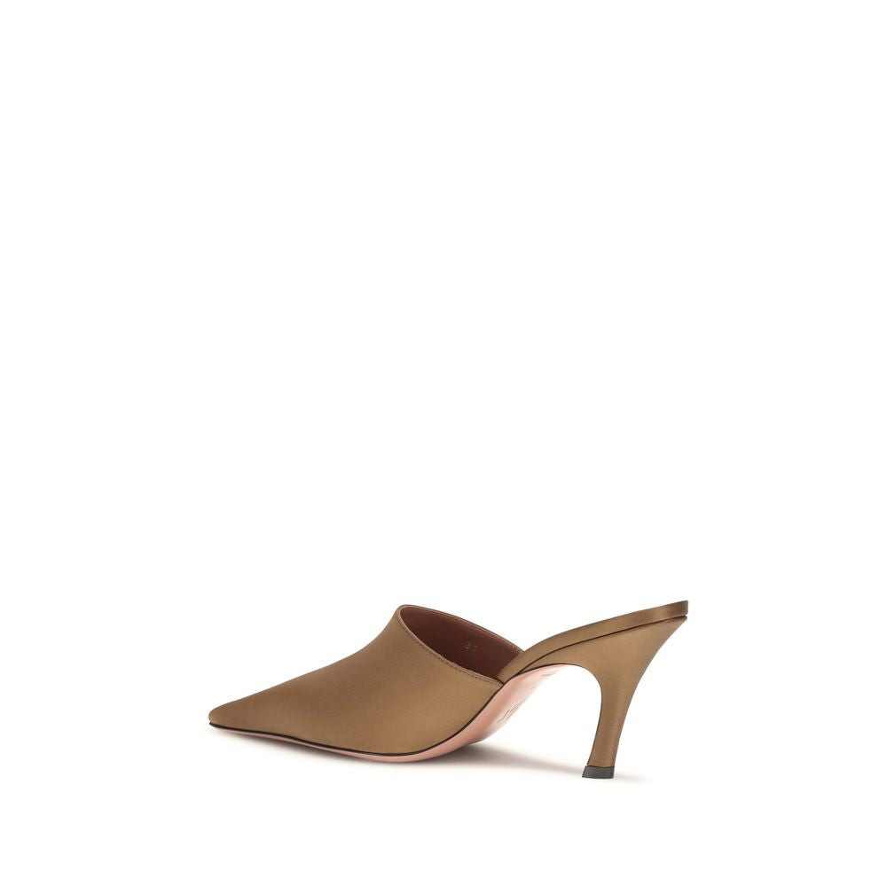 Amina Muaddi 100% Silk mule in brown — view 3