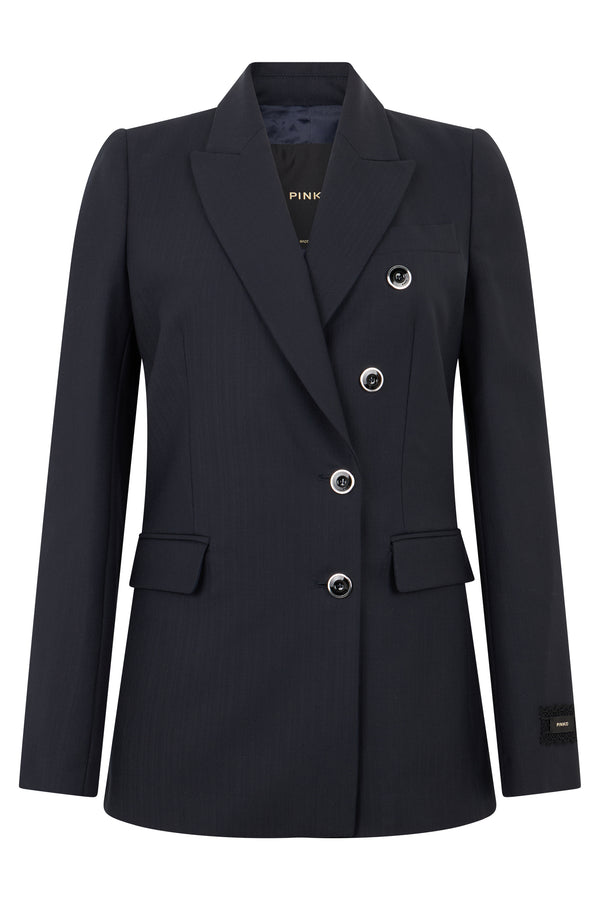 Striped Jacket Deep Navy Polyester Blazers