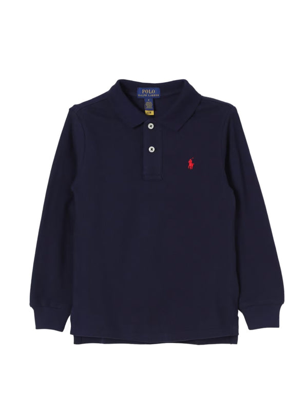 Cotton Knit Polo Shirt Blue