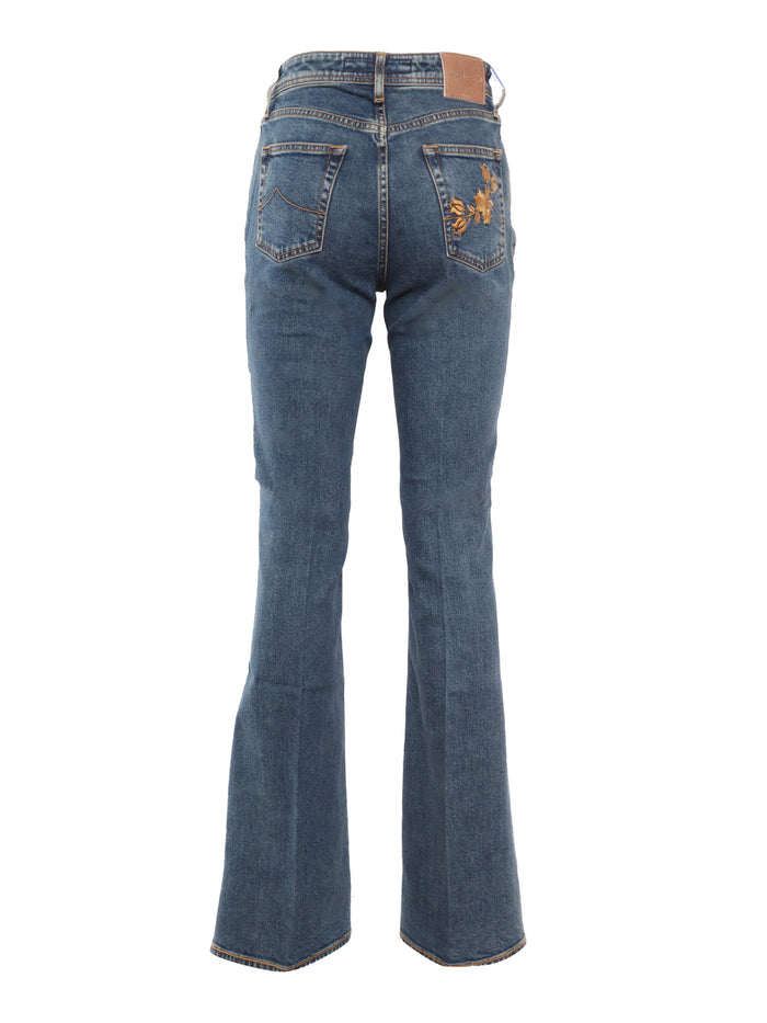 5 Pockets Denim Pants Blue Cotton Lyocell Elastane Jean