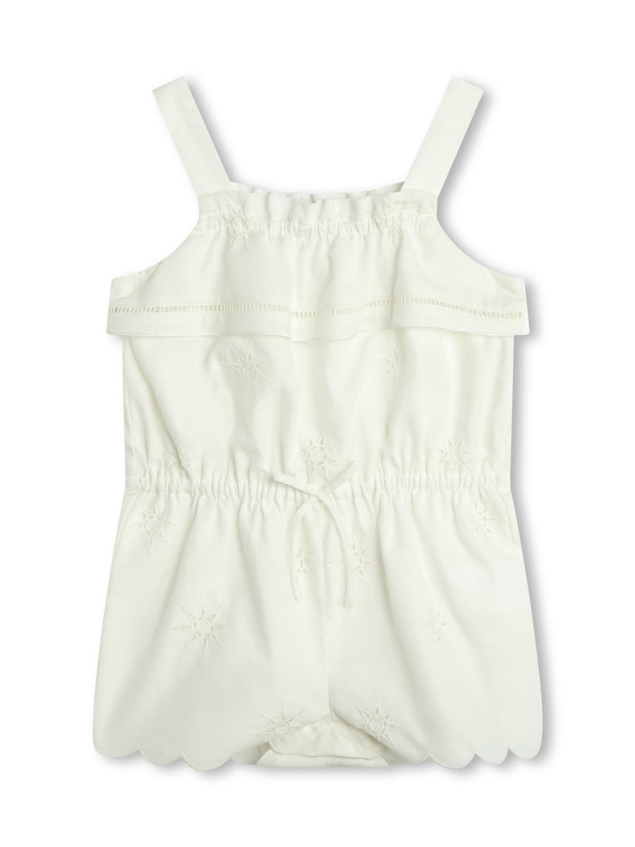 Cotton Jumpsuit White Short