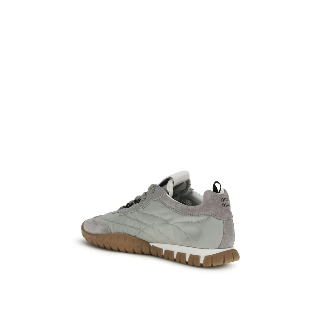 Miu Miu UPPER 50% Recycled Polyamide 50% Calf Leather Bos Taurus SOLE 100% Rubber sneaker in gray — view 3
