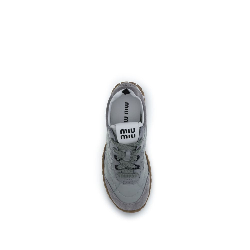 Miu Miu UPPER 50% Recycled Polyamide 50% Calf Leather Bos Taurus SOLE 100% Rubber sneaker in gray — view 4