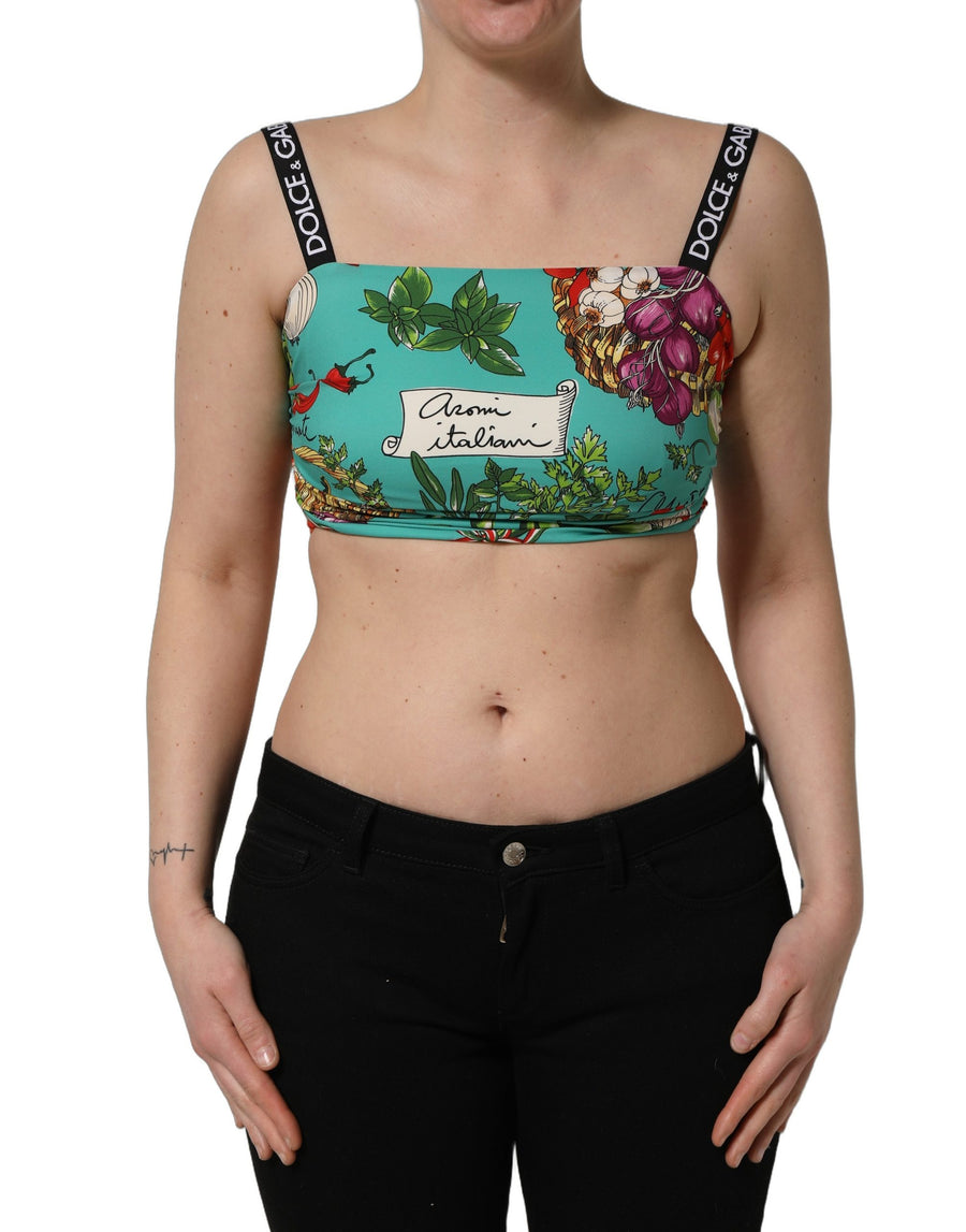 Dolce & Gabbana 95% Silk crop tank top in turquoise