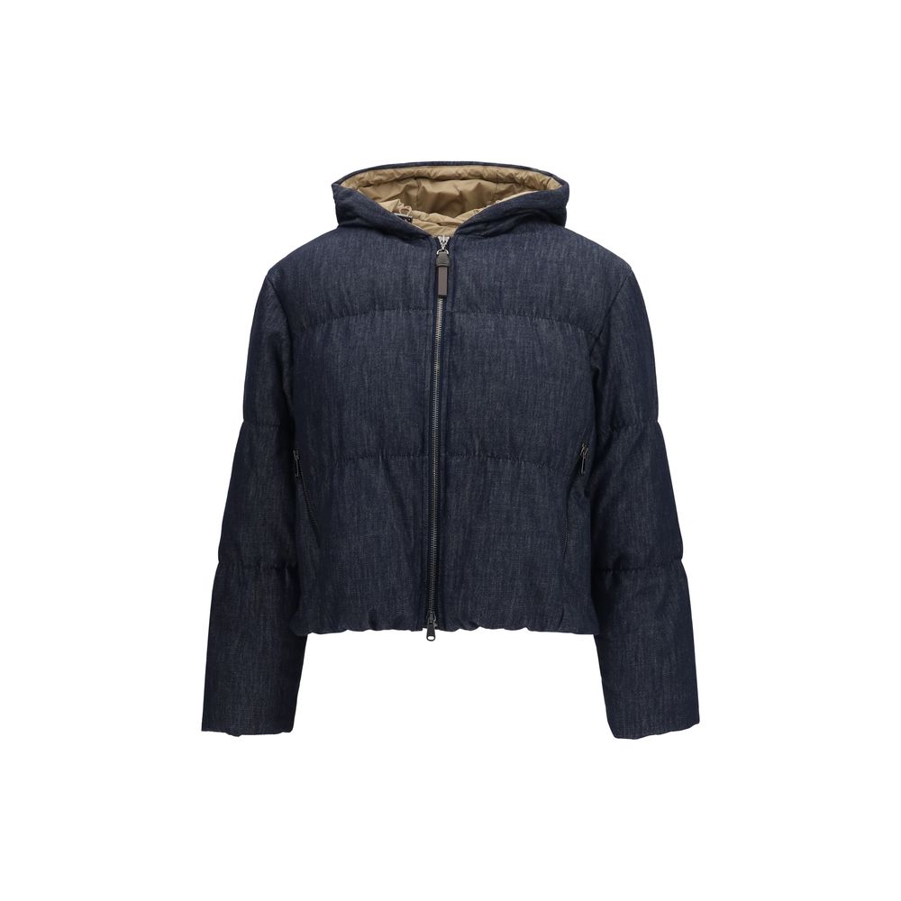 Brunello Cucinelli 100% Cotton down jacket in blue