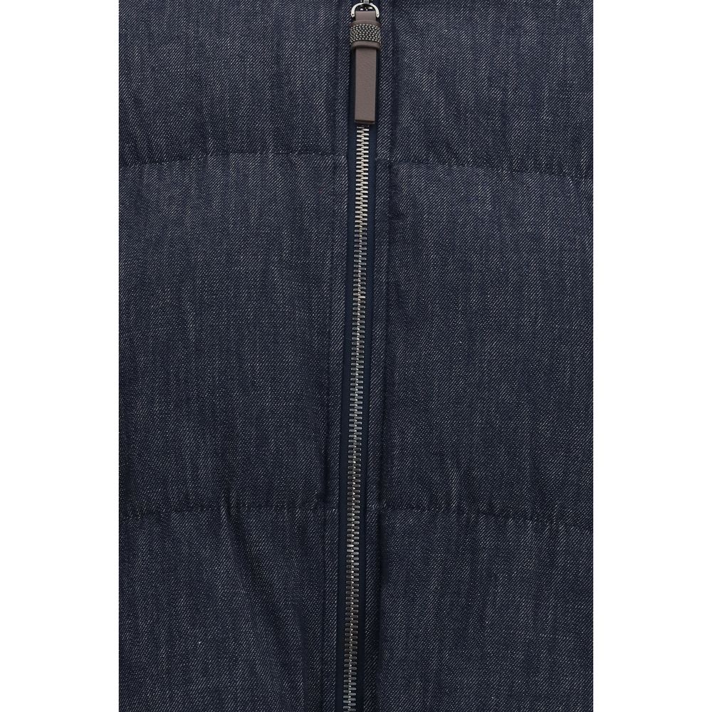 Brunello Cucinelli 100% Cotton down jacket in blue — view 3