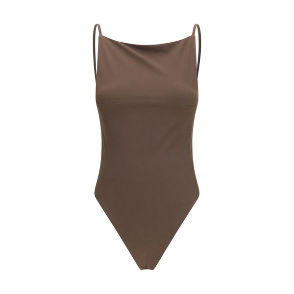 Jacquemus 78% Polyamide 22% Elastane one-piece swimsuit in brown