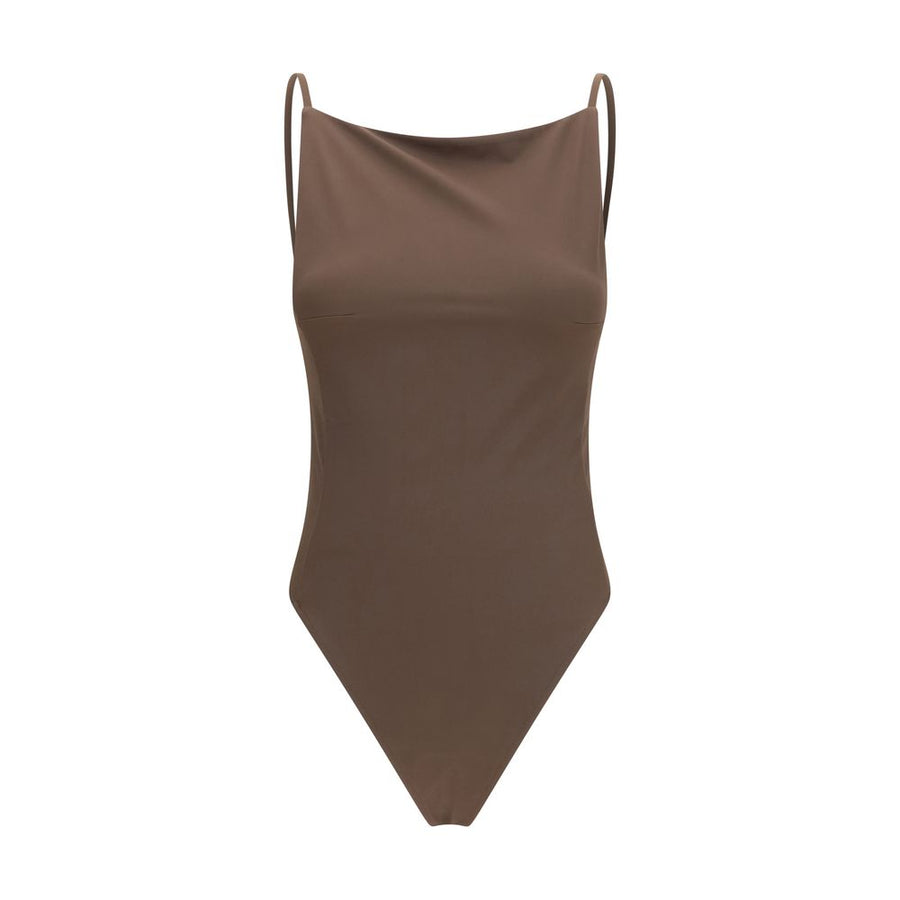 Jacquemus 78% Polyamide 22% Elastane one-piece swimsuit in brown