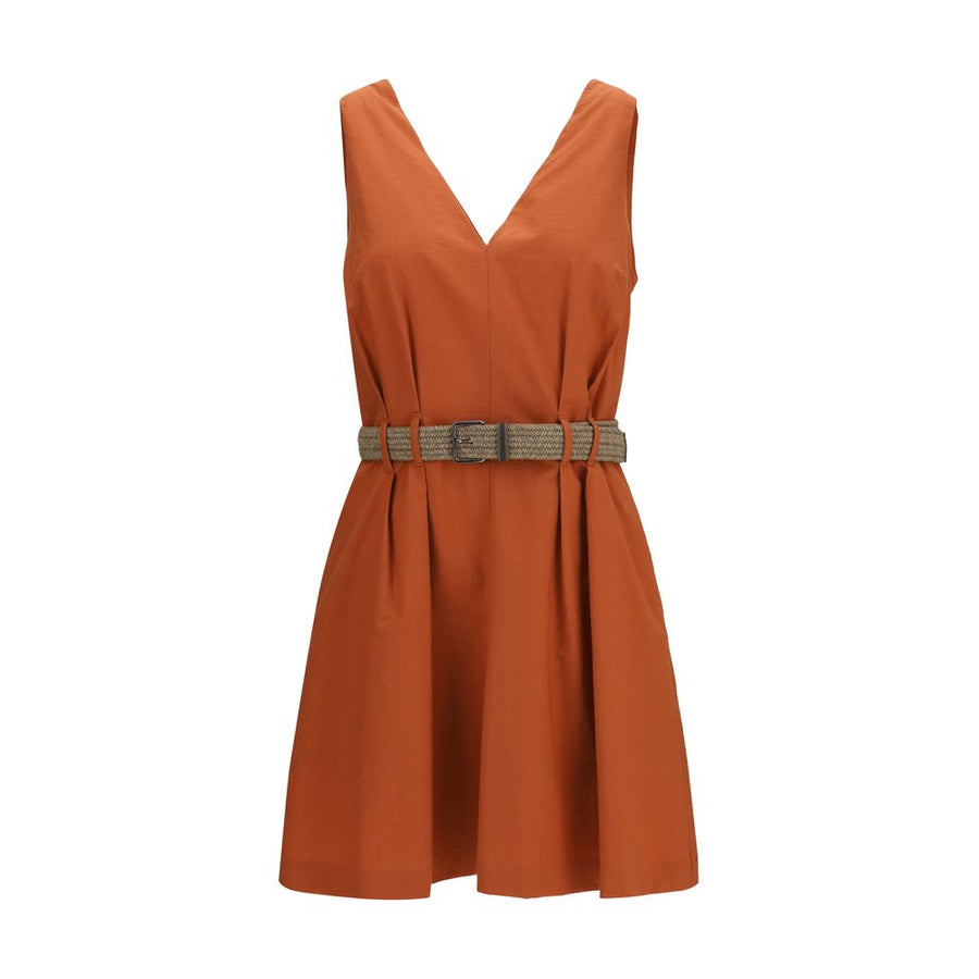 Brunello Cucinelli 86% Cotton dress in orange