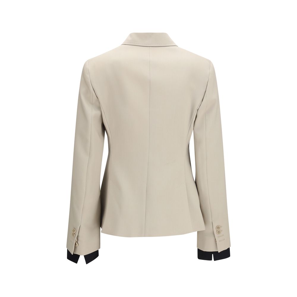 Max Mara 71% Merino Wool blazer in beige — view 2