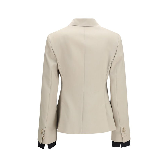 Max Mara 71% Merino Wool blazer in beige — view 2