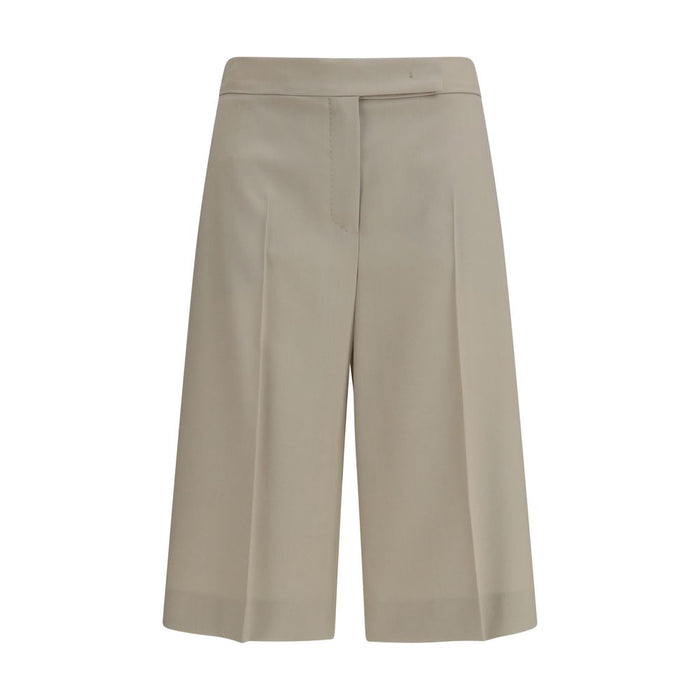 Max Mara 71% Fleece Wool Ovis Aries bermuda shorts in beige