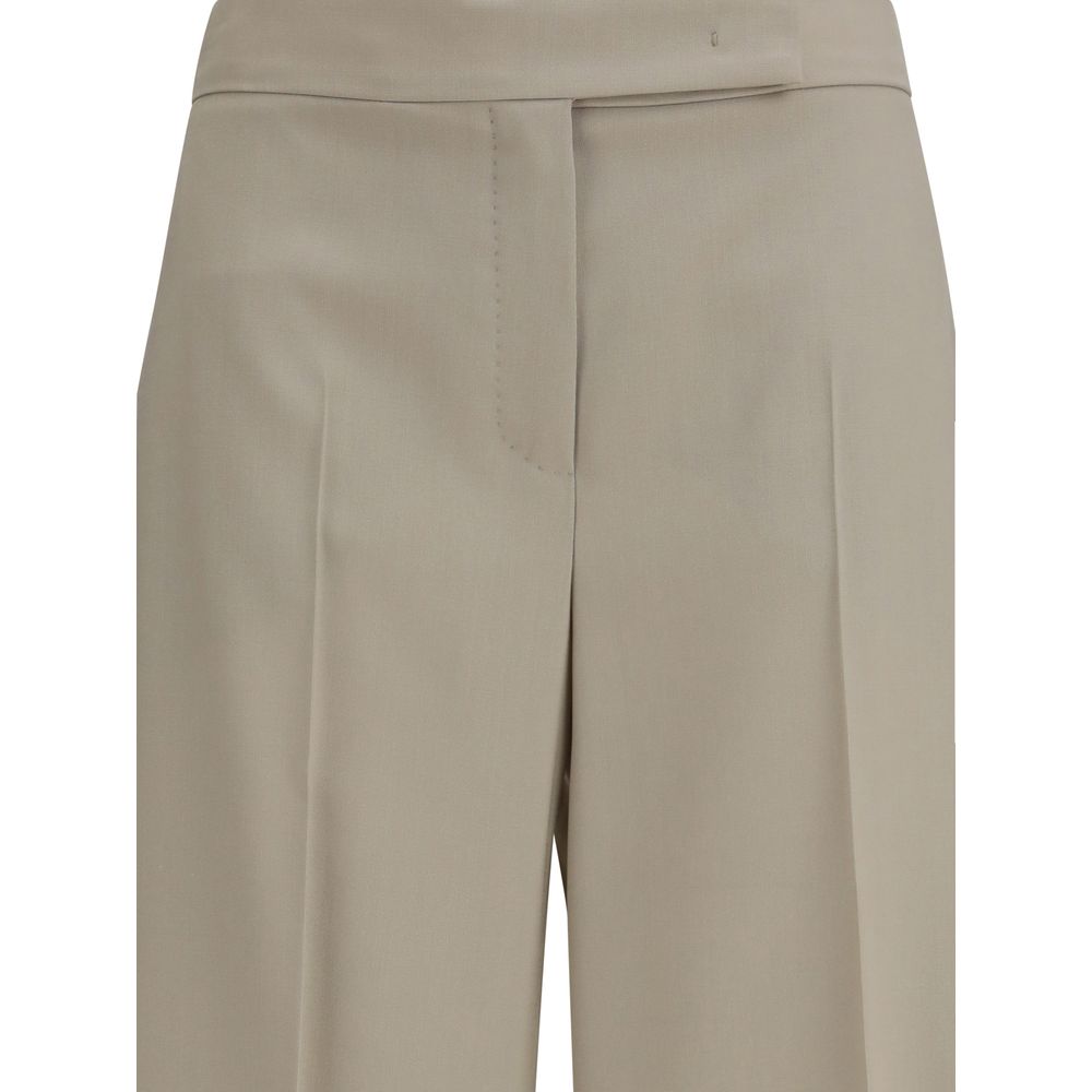 Max Mara 71% Fleece Wool Ovis Aries bermuda shorts in beige — view 3
