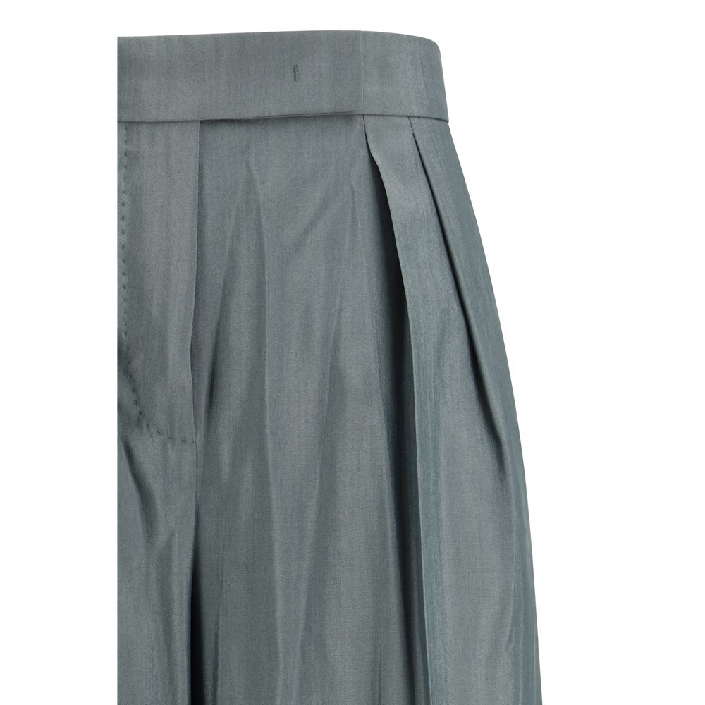Max Mara 75% Fleece Wool Ovis Aries trousers in gray — view 3
