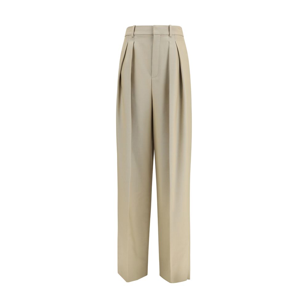 Saint Laurent 92% Fleece Wool Ovis Aries trousers in beige