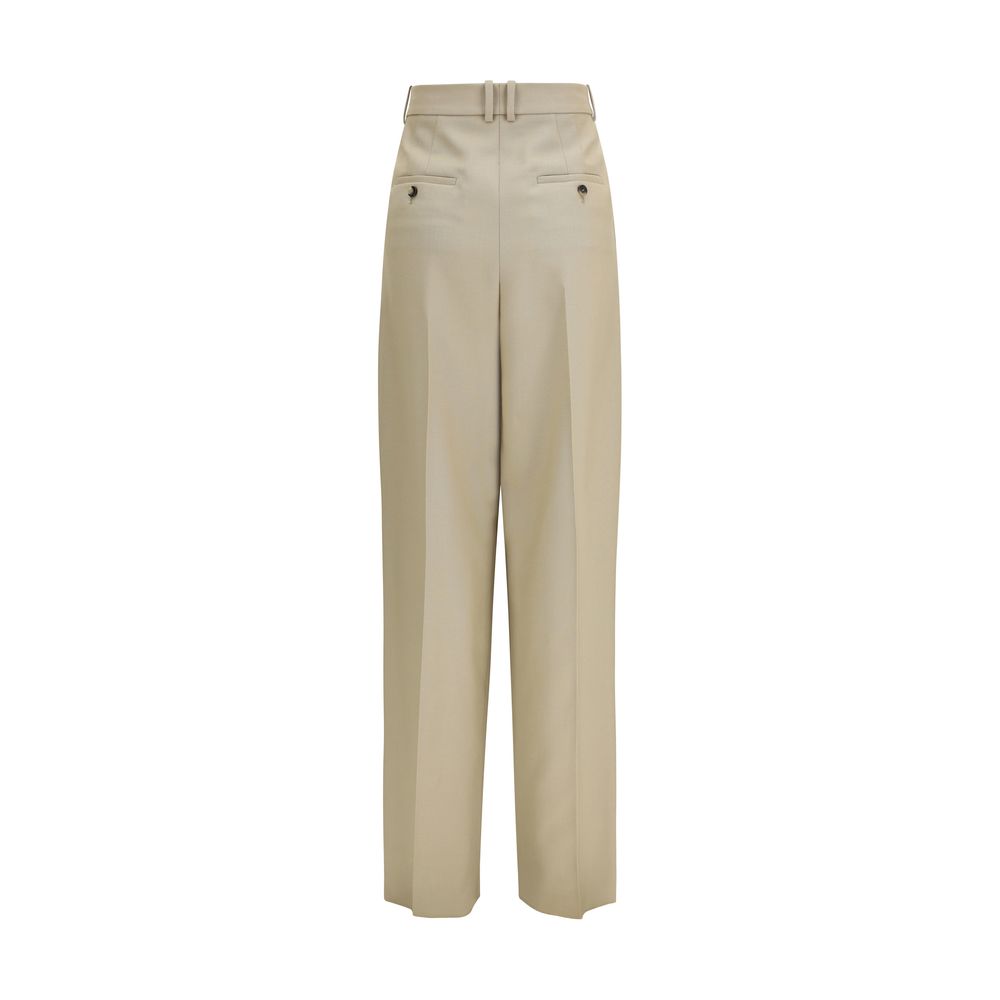 Saint Laurent 92% Fleece Wool Ovis Aries trousers in beige — view 2