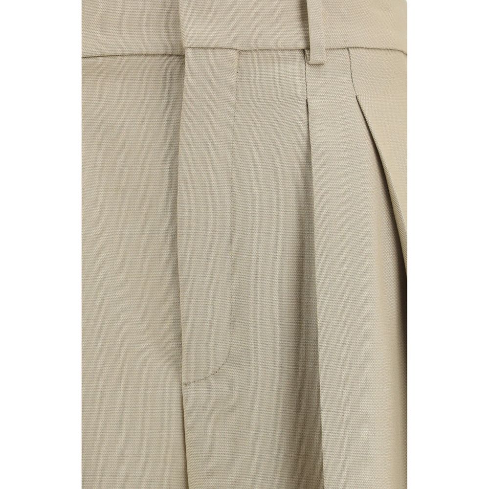 Saint Laurent 92% Fleece Wool Ovis Aries trousers in beige — view 3