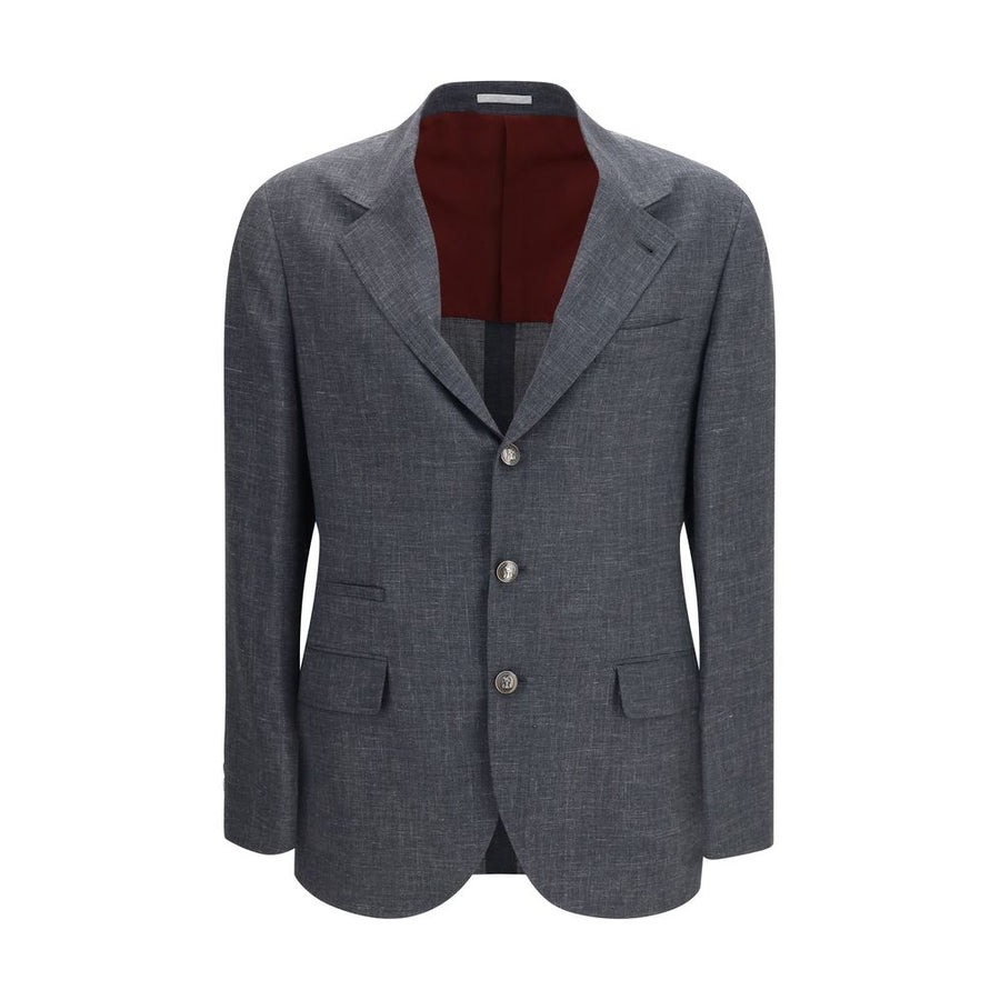 Brunello Cucinelli 65% Merino Wool Ovis Aries blazer in gray