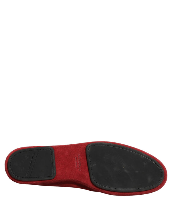 Dolce & Gabbana Velvet upper with leather trim loafer in red