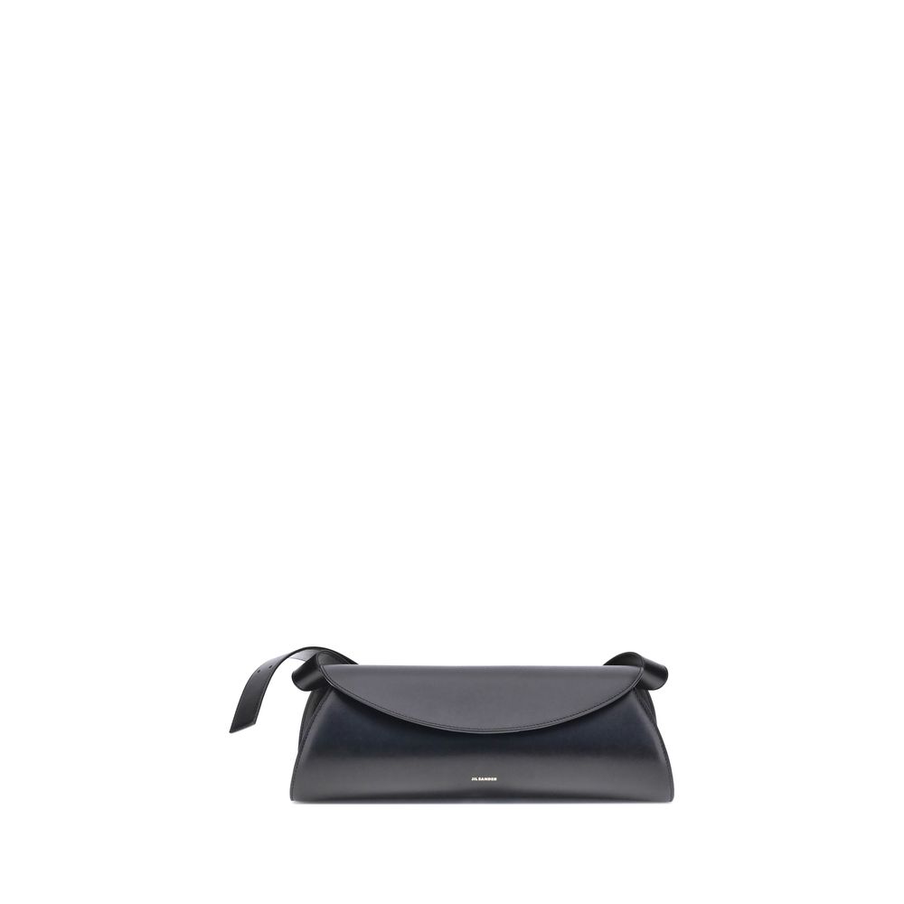 Jil Sander 100% Calf Leather Bos Taurus shoulder bag in black