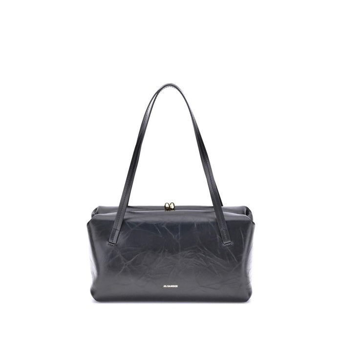 Jil Sander 100% Calf Leather Bos Taurus shoulder bag in black