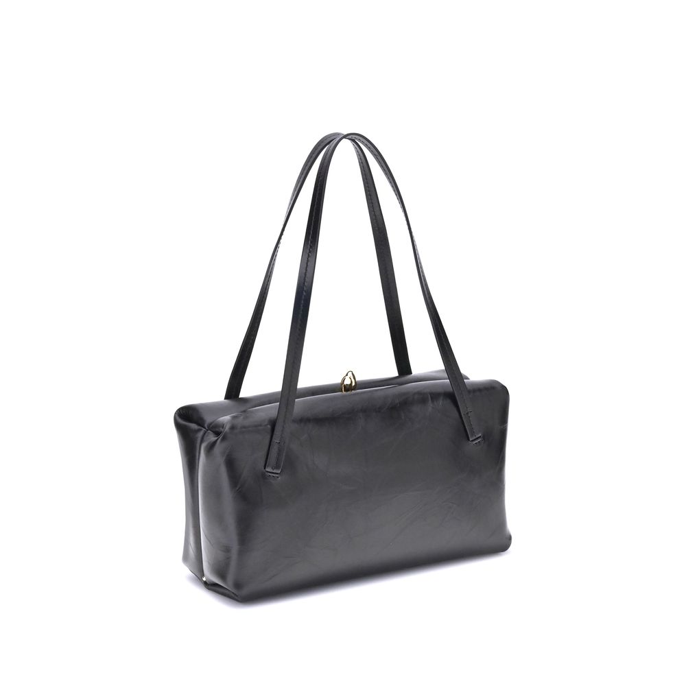 Jil Sander 100% Calf Leather Bos Taurus shoulder bag in black — view 3