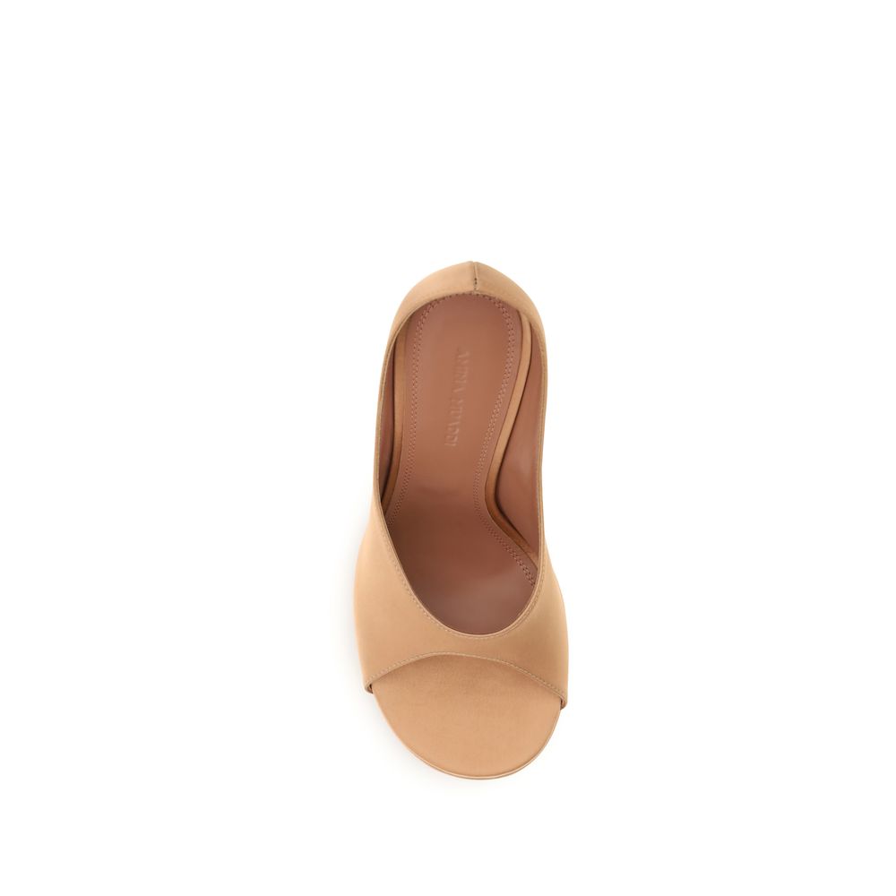 Amina Muaddi 100% Silk platform pump in beige — view 4