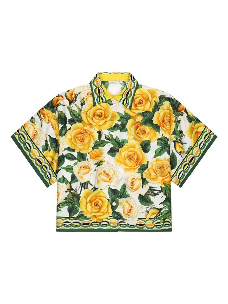 Short-Sleeve Silk Shirt White