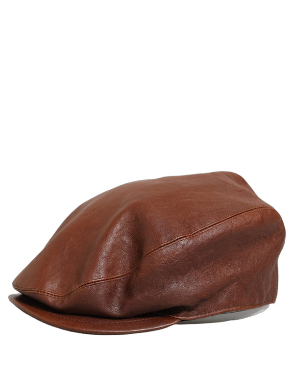 Dolce & Gabbana HAT9885 100% Lamb Leather; Lining 100% Viscose flat cap in brown