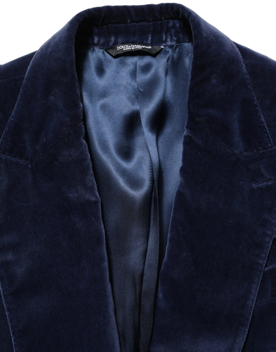Dolce & Gabbana 73% Cotton 25% Silk 2% Elastane; Lining: 52% Viscose 48% Silk blazer in navy