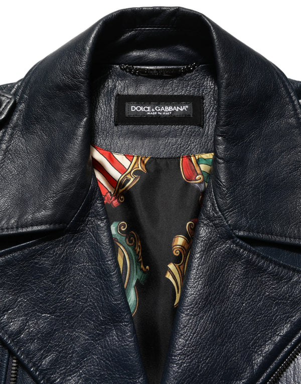 Dolce & Gabbana 100% Goatskin Leather; Lining: 80% Silk 20% Goatskin jacket in black