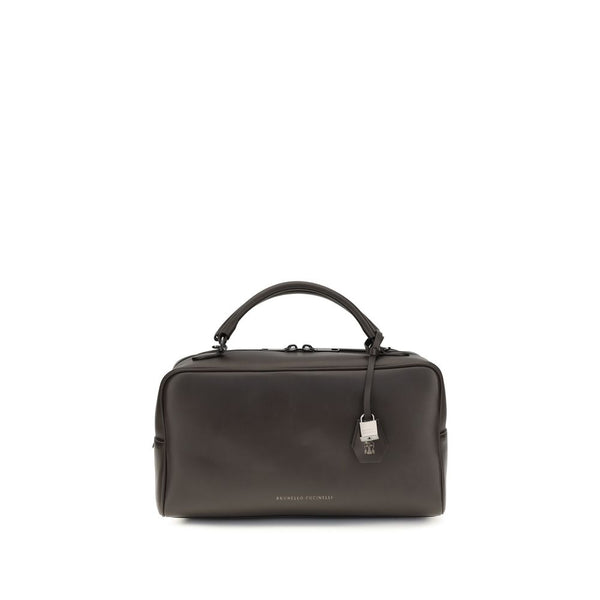 Brunello Cucinelli 100% Calf Leather Bos Taurus top handle bag in brown