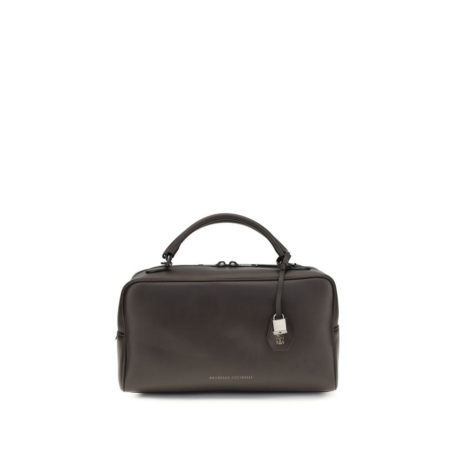 Brunello Cucinelli 100% Calf Leather Bos Taurus top handle bag in brown
