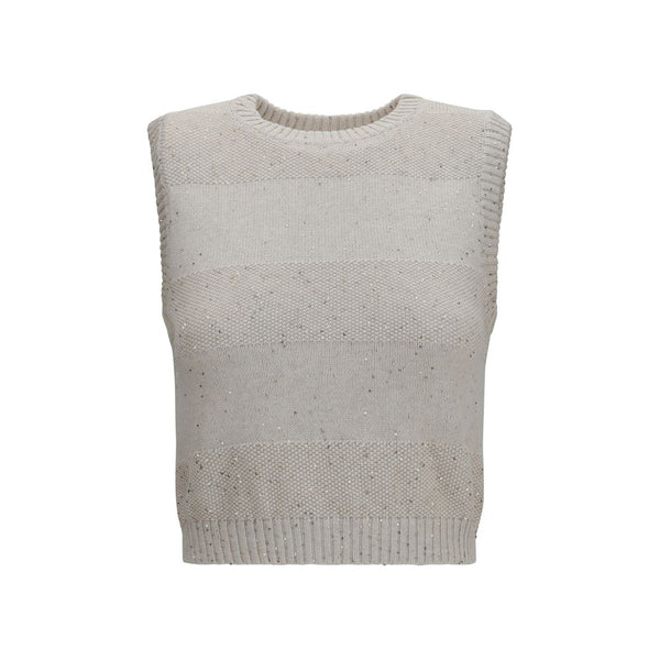 Brunello Cucinelli 96% Cotton tank top in beige