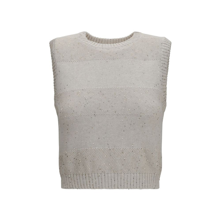 Brunello Cucinelli 96% Cotton tank top in beige