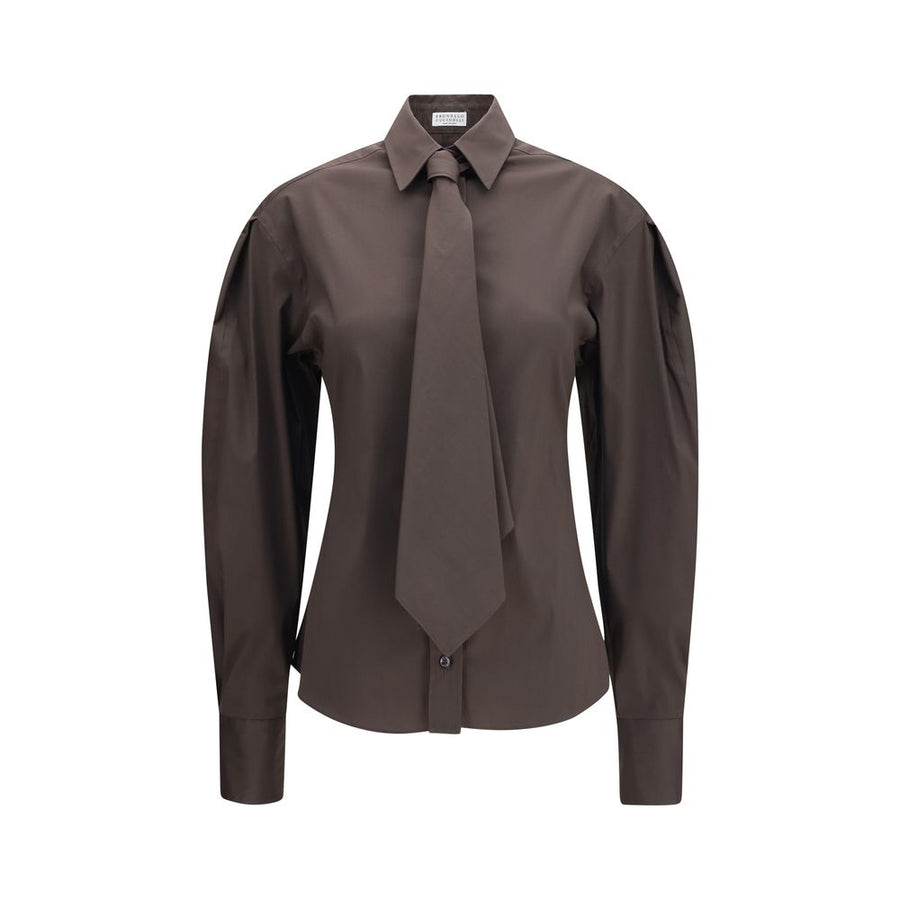 Brunello Cucinelli 72% Cotton dress shirt in brown