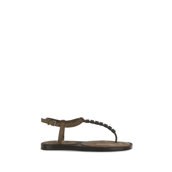 Brunello Cucinelli Upper 100% Calf Leather Bos Taurus sandal in brown