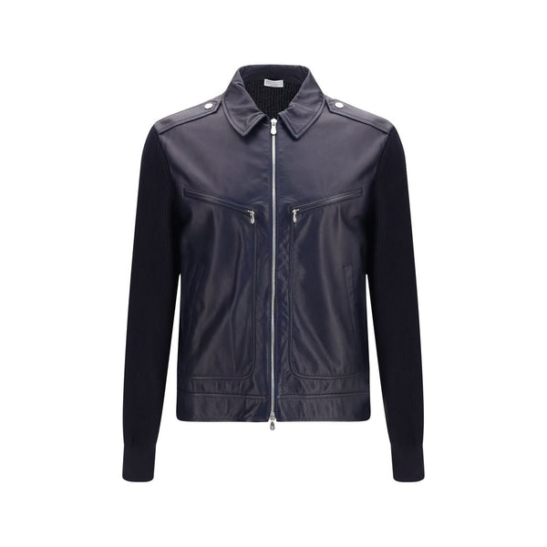 Brunello Cucinelli 100% Calf Leather Bos Taurus jacket in blue