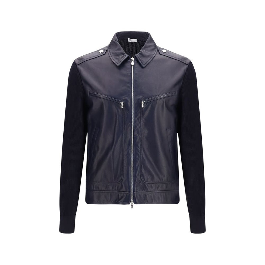 Brunello Cucinelli 100% Calf Leather Bos Taurus jacket in blue