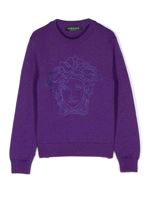 Pullover Medusa Choker Purple Virgin Wool Jumpers
