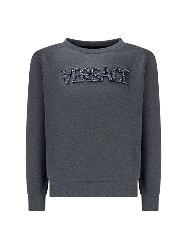 Sweatshirt With Cocco Logo Embroidery Grey Cotton Sweatshirts