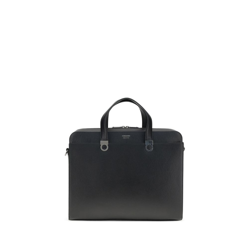 Ferragamo 100% Calf Leather Bos Taurus briefcase in black