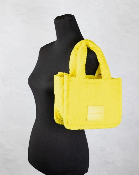Marc Jacobs The Monogram Terry Tote Small Golden Kiwi Shoulder Bag Purse Silver Cotton Blend