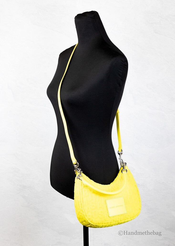 Marc Jacobs Monogram Terry Fabric Golden Kiwi Hobo Shoulder Bag Purse Silver Polyester