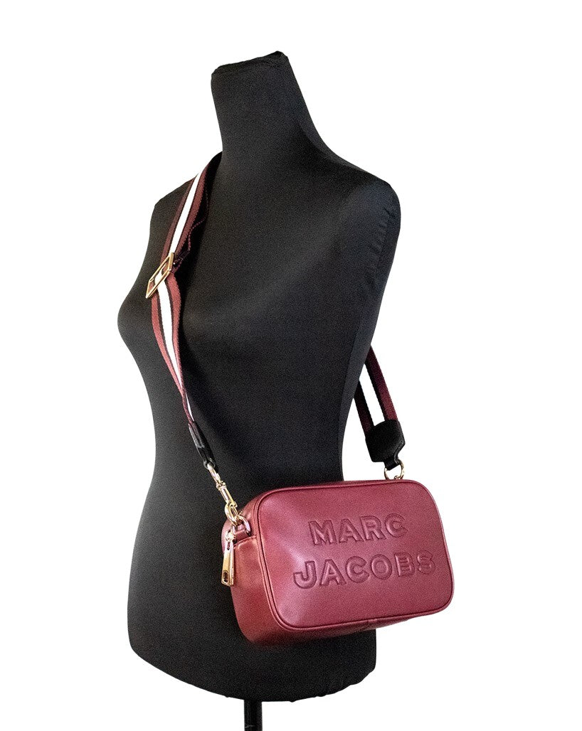 Marc Jacobs Flash Pomegranate Smooth Leather Embossed Camera Crossbody Bag Purse Gold