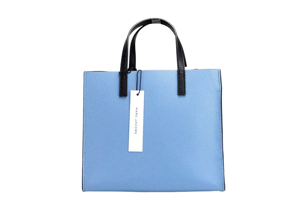 Marc Jacobs Grind Mini Blue Heaven Colorblock Leather Tote Crossbody Bag Purse Silver